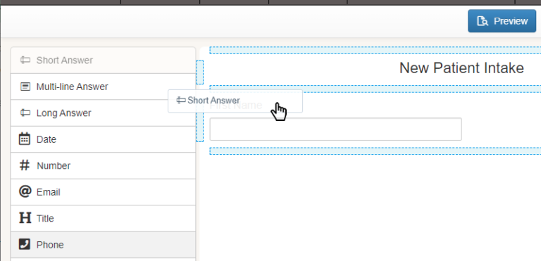 Dropping a field onto the form